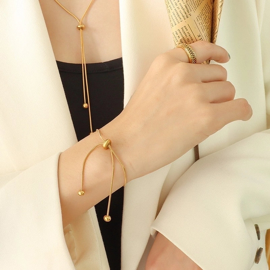 Gold Bead Bracelets/Necklace [304 Stainless Steel,18K Gold Plated]