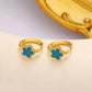 Blue Pink Flower Butterfly Enamel Earrings [304,316 Stainless Steel,18K Gold Plated]