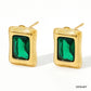 Shiny Rectangle Zircon Earrings [304 Stainless Steel,16K Gold Plated]