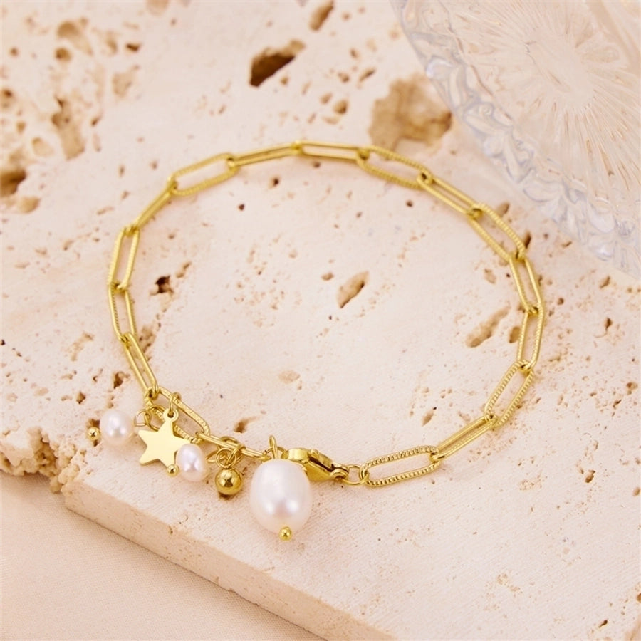 Bracciale perle di perle d'acqua dolce retrò [acciaio inossidabile 304, oro 18K placcato]