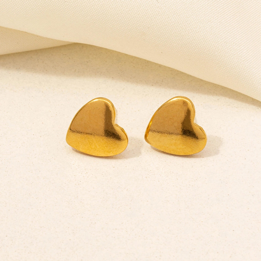 Heart Shape Earrings [304 Stainless Steel,18K Gold Plated]