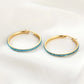 Studded withRhinestones Color Hoop Earrings [Stainless Steel]