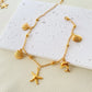 Starfish dolphin Shell Anklet [ Stainless Steel, 18K Gold Plated]