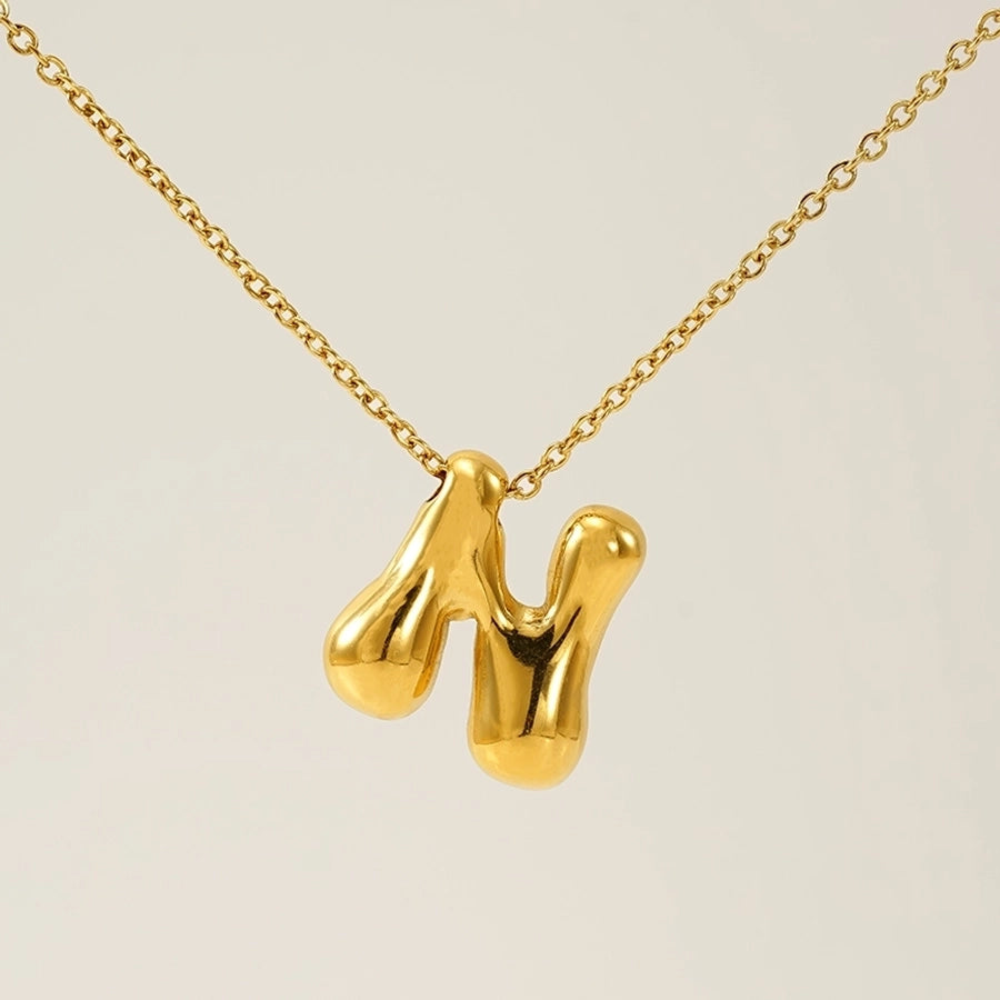 Letter Pendant Necklace [304 Stainless Steel,18K Gold Plated]