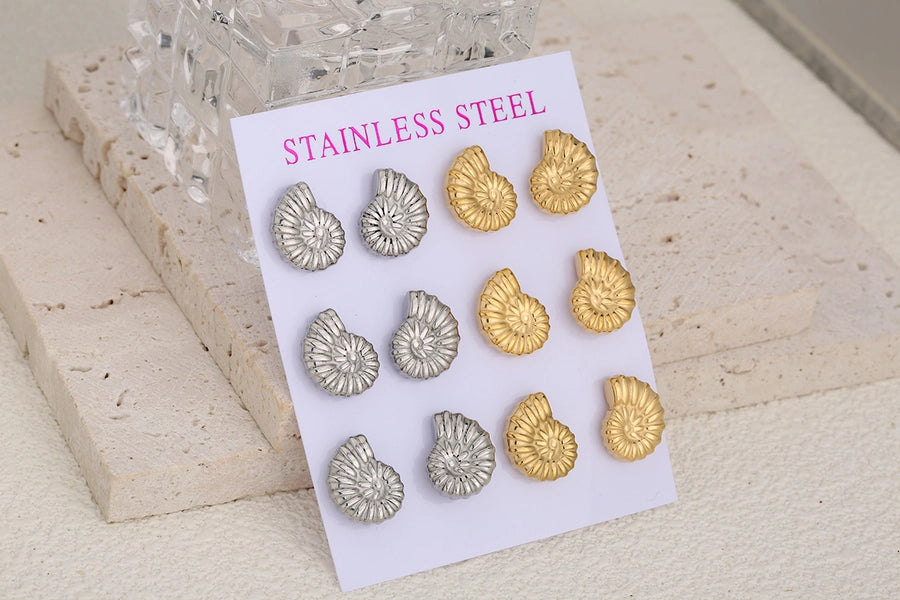 6 Pairs Simple Style Earrings Sets [304 Stainless Steel]