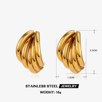 Multiple Lines Earrings [304 Stainless Steel,18K Gold Plated]