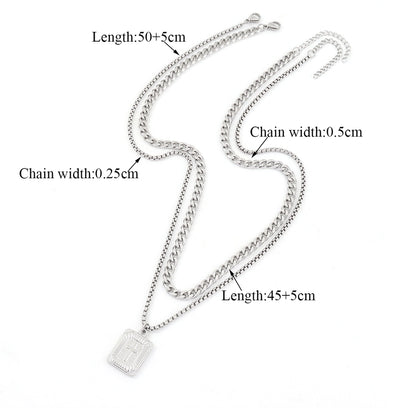 Collier croisé au rectangle [201 acier inoxydable 304 en acier inoxydable]