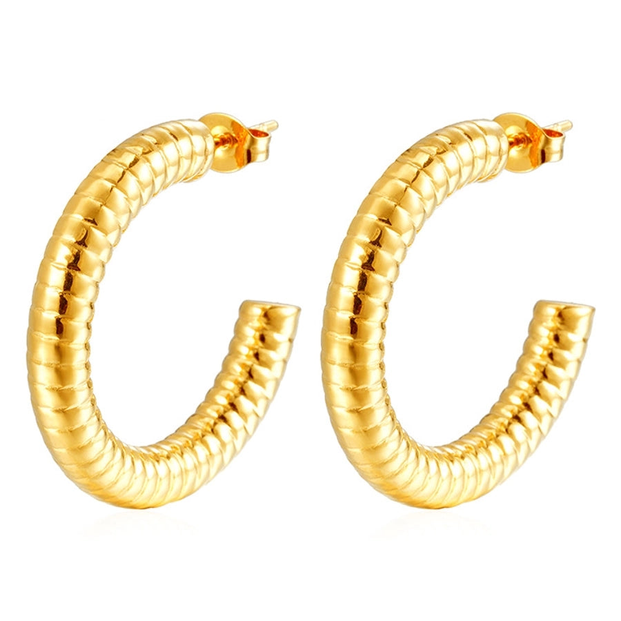 C Shape Geometric Hoop Earrings [304 Stainless Steel]