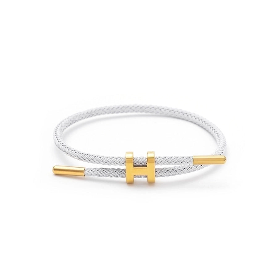 H Letter Wire Rope  Bracelets [304 Stainless Steel, 18K Gold Plated]