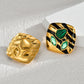 Africain Style Rhombus Malachite Zircon Eaute-oreilles [304 ACIER INOXDUBLE, 18K GOLD] /