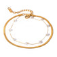 Pearl Snake Chain Layered Anklet [304 Stainless Steel, 18K Gold Plated]