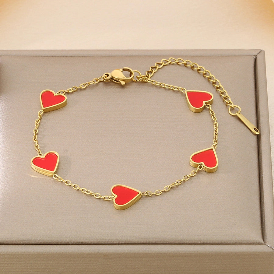 Acrylic Heart Cable Chain Bracelets [304 Stainless Steel,18K Gold Plated]