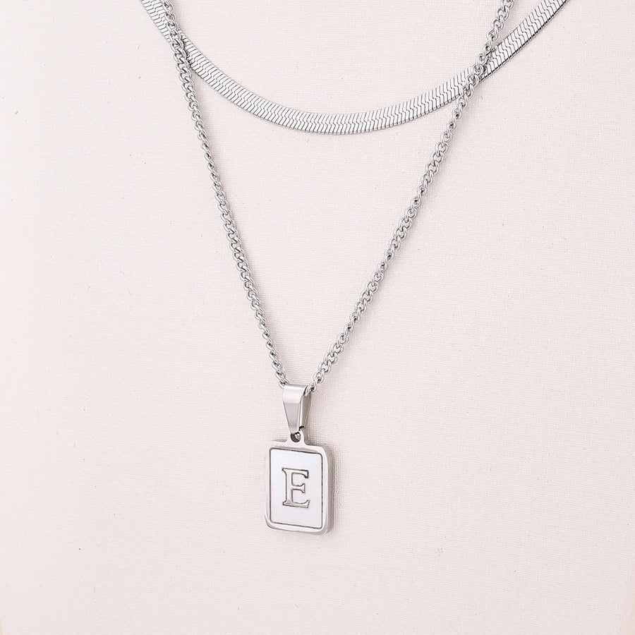 Collana rettangolo di lettere in stile semplice casual d'argento [304 acciaio inossidabile]