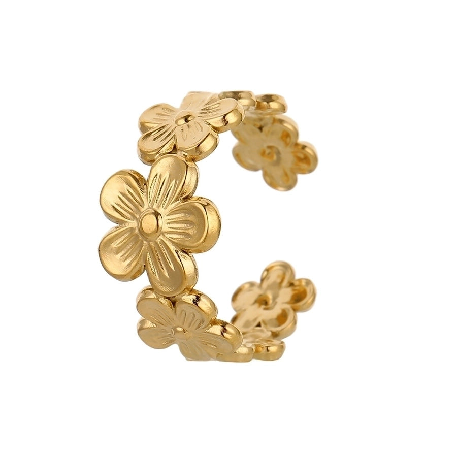 Flower Open Ring [304 Stainless Steel, 18K Gold Plated]