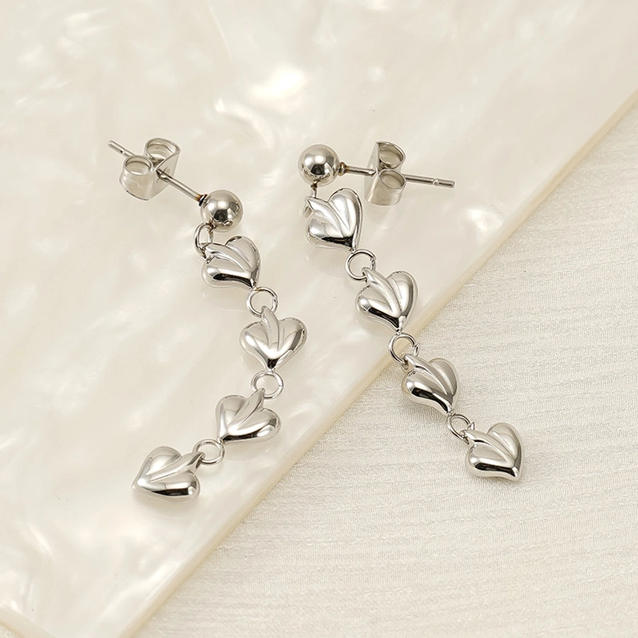 Multiple Heart Shape Drop Earrings [304 Stainless Steel,18K Gold Plated]