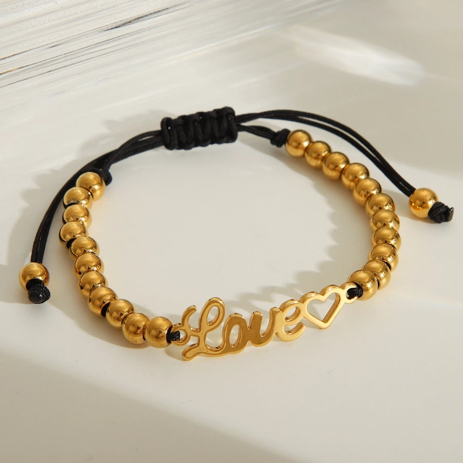 Love Cross Polyester Bracelets [201 aço inoxidável, peito de ouro 18k]