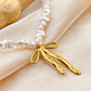 Butterfly Bow Knot Necklace [304 Stainless Steel,18K Gold Plated]