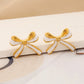 Bow Knot Enamel Ear Studs [304 Stainless Steel,18K Gold Plated]