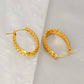 Striped Hoop Earrings [304 Stainless Steel,18K Gold Plated]