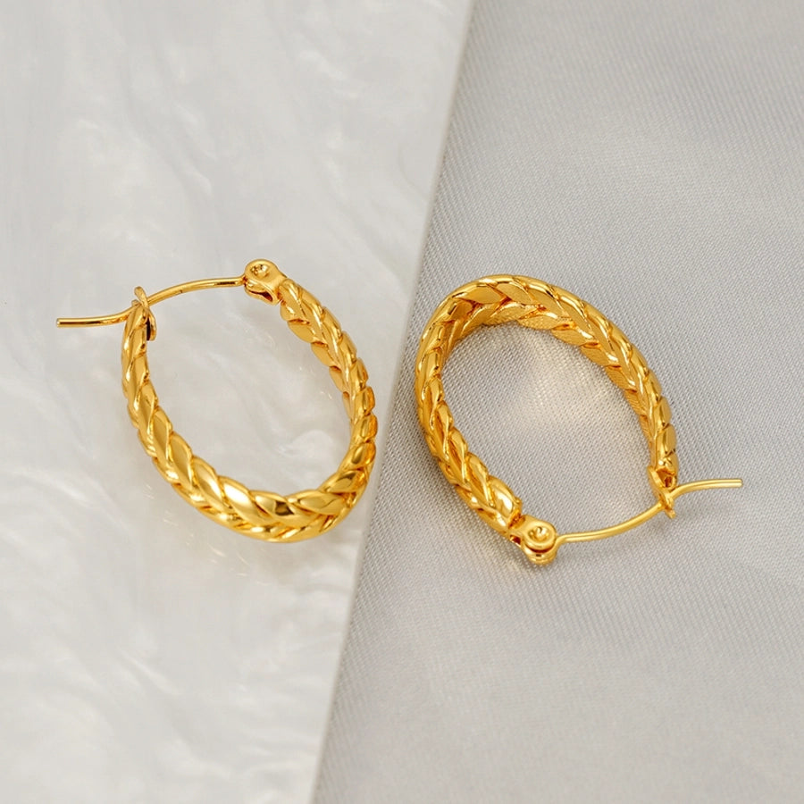 Striped Hoop Earrings [304 Stainless Steel,18K Gold Plated]