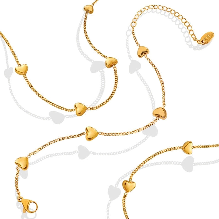 Heart Thin Chain Bracelet/Necklace [304 Stainless Steel,18K Gold Plated]