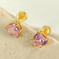 Pink White Zircon Heart Earrings/Necklace [304 Stainless Steel, 18K Gold Plated]