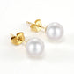 Round Artificial Pearls Zircon Earrings [304 Stainless Steel,18K Gold Plated]