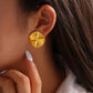 Flat Round Pleated Earrings [304 Stainless Steel,18K Gold Plated]