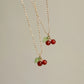 Cherry Resin Pendant Necklace [304 Stainless Steel,18K Gold Plated]