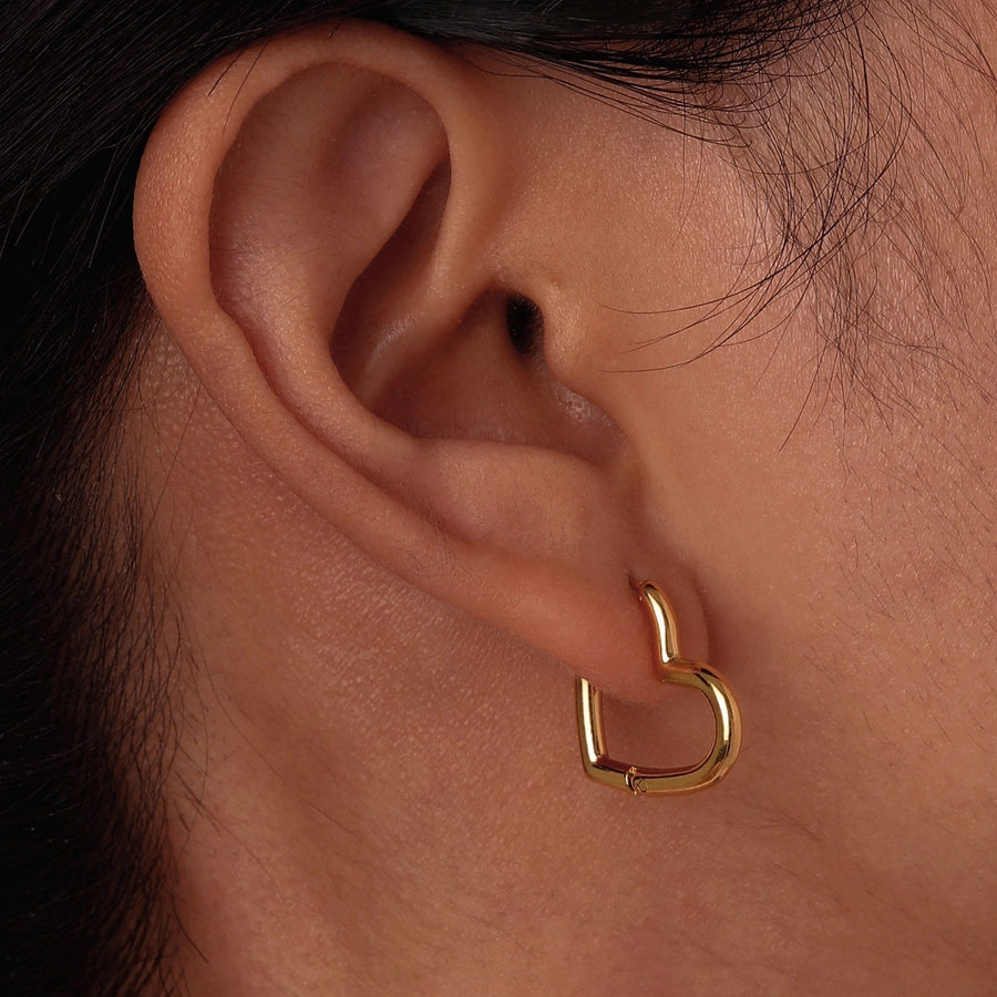 Hollow Heart Shape Earrings [201 Stainless Steel,18K Gold Plated]