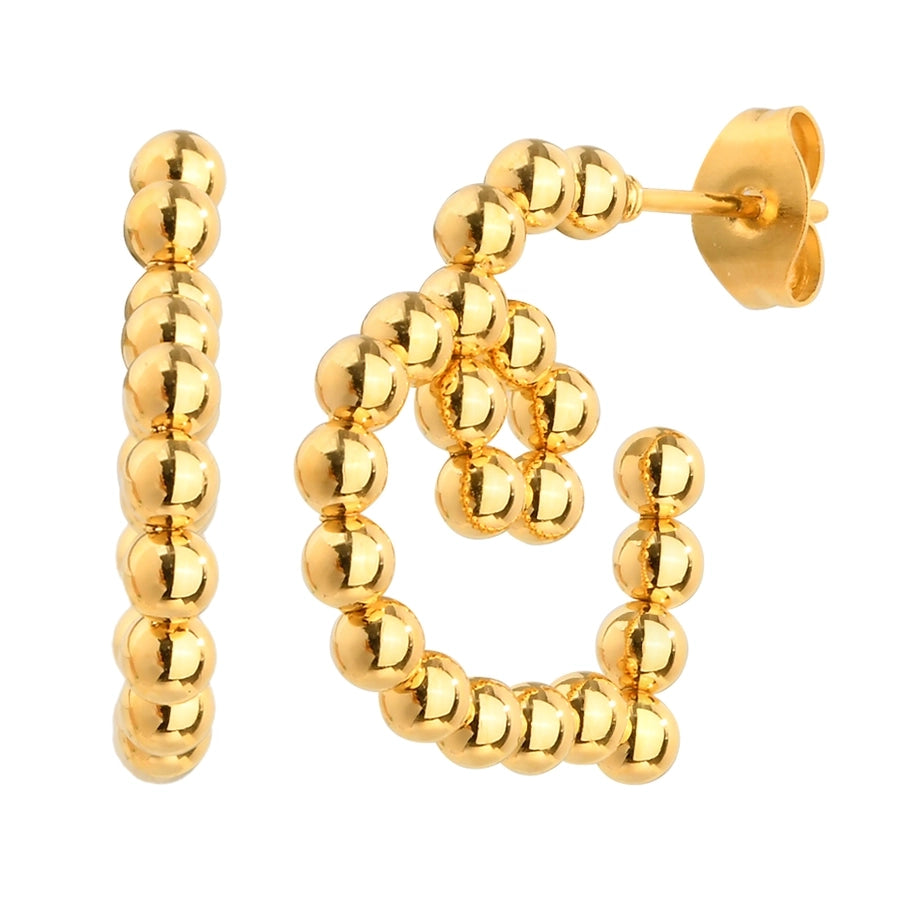 Gold Ball Heart Shape Earrings [201 Stainless Steel,18K Gold Plated]