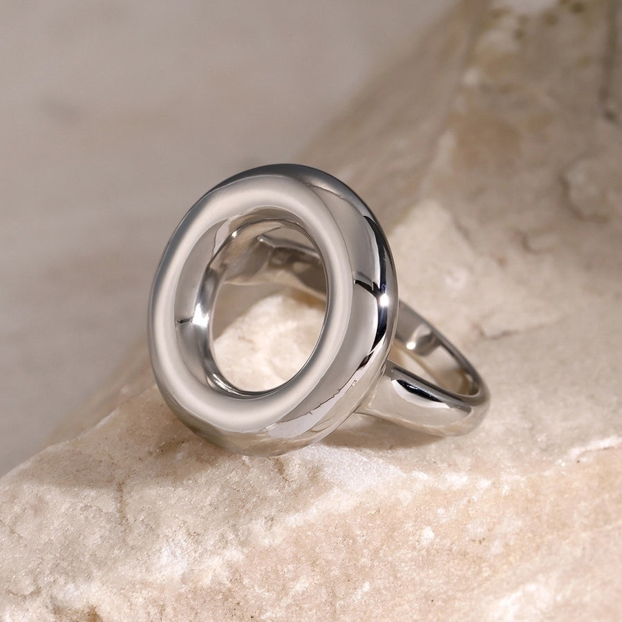 Round Hollow Ring [304 Stainless Steel, 18K Gold Plated]