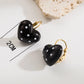 Round Heart Shape Mixed materials Drop Earrings [304 Stainless Steel]