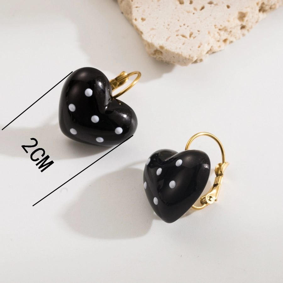 Round Heart Shape Mixed materials Drop Earrings [304 Stainless Steel]