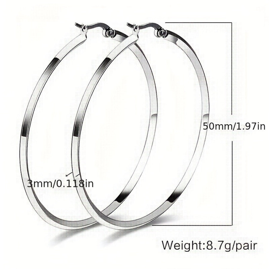 Thin Round Hoop Earrings [304 Stainless Steel,18K Gold Plated]