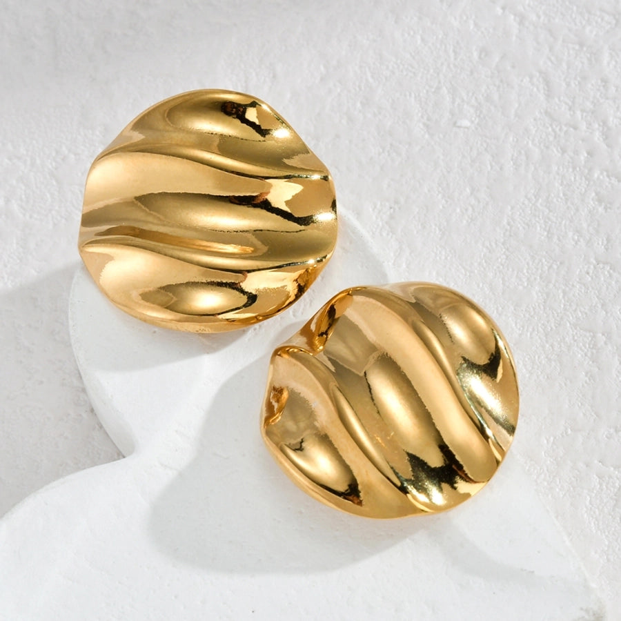 Irregular Round Earrings [304 Stainless Steel,18K Gold Plated]