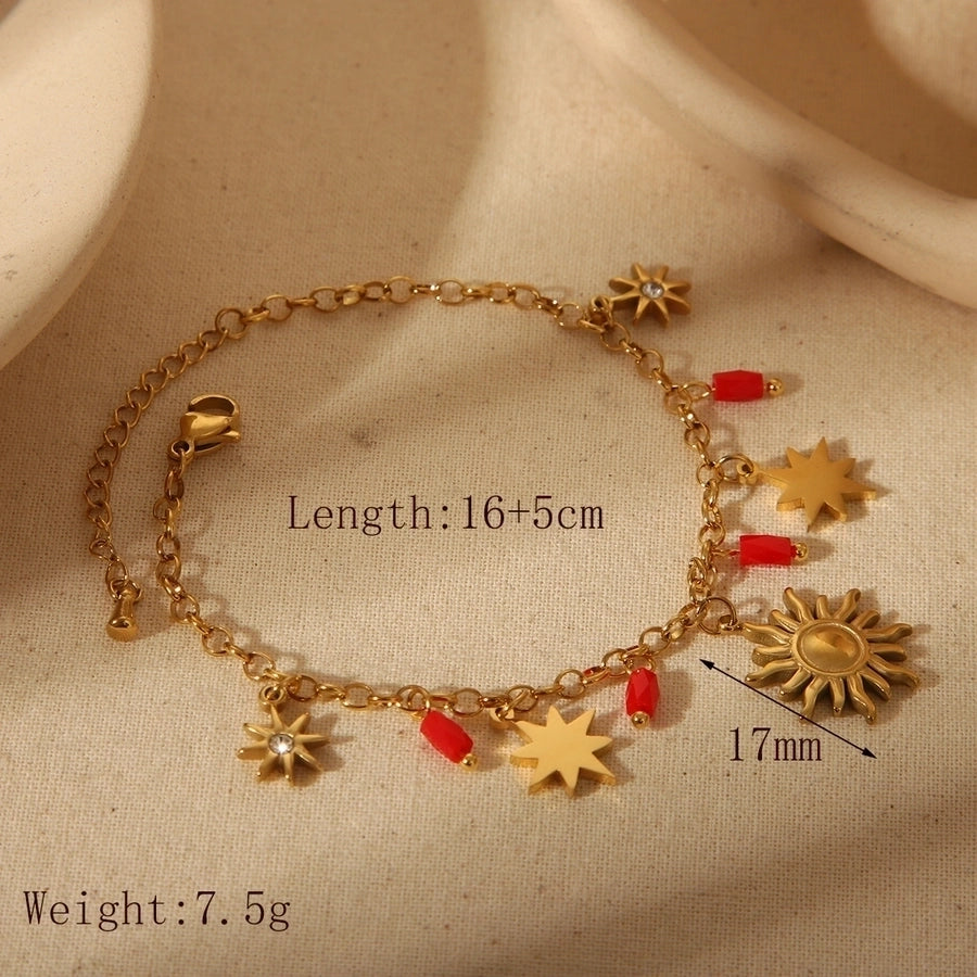 Cross/Sun/Eight-pointed Stars Bracelets [304 Stainless Steel, 18K Gold Plated]