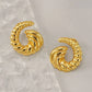 Swirl Croissant Polishing  Ear Studs [304 Stainless Steel,18K Gold Plated]