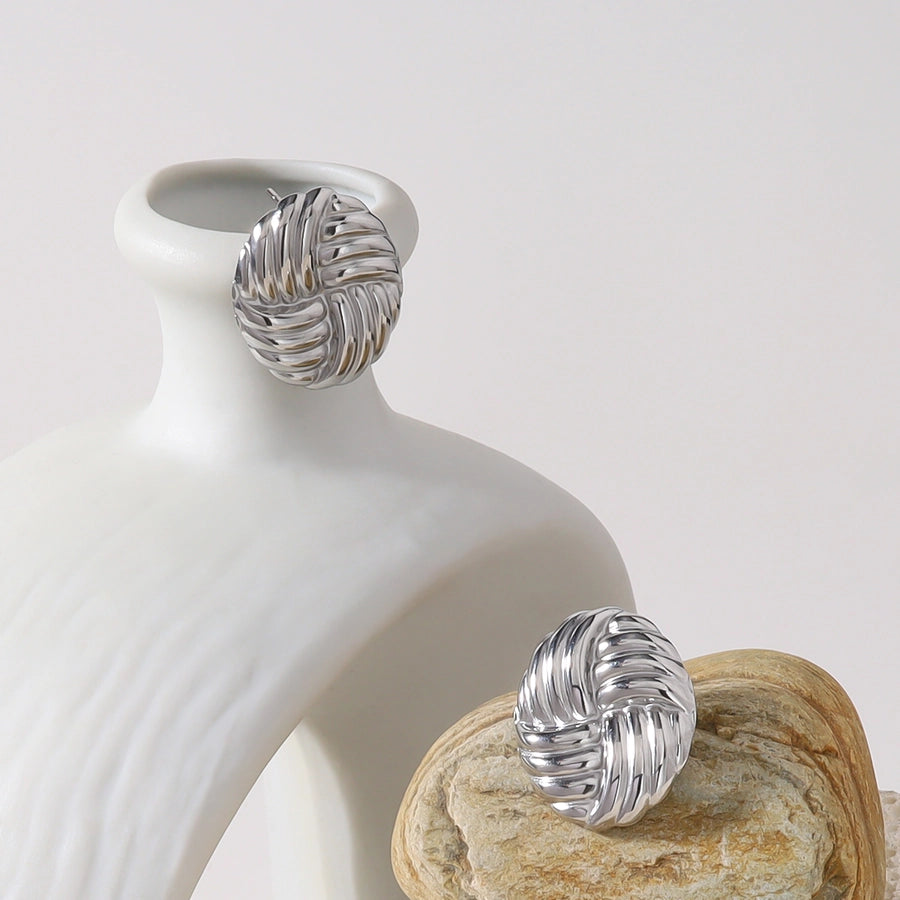 Silver Monogram Earrings [304 Stainless Steel]