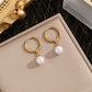 Pearl Hoop Earrings [304 Stainless Steel,18K Gold Plated]