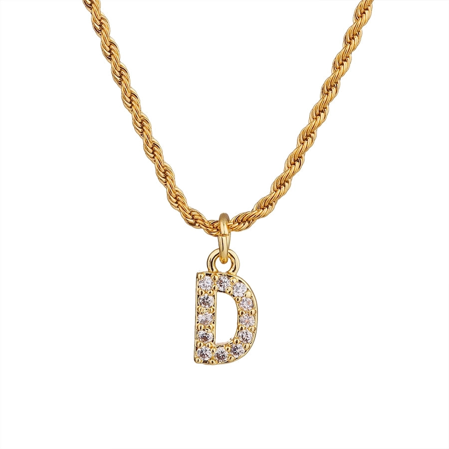 Shiny Letter Pendant Necklace [304 Stainless Steel]