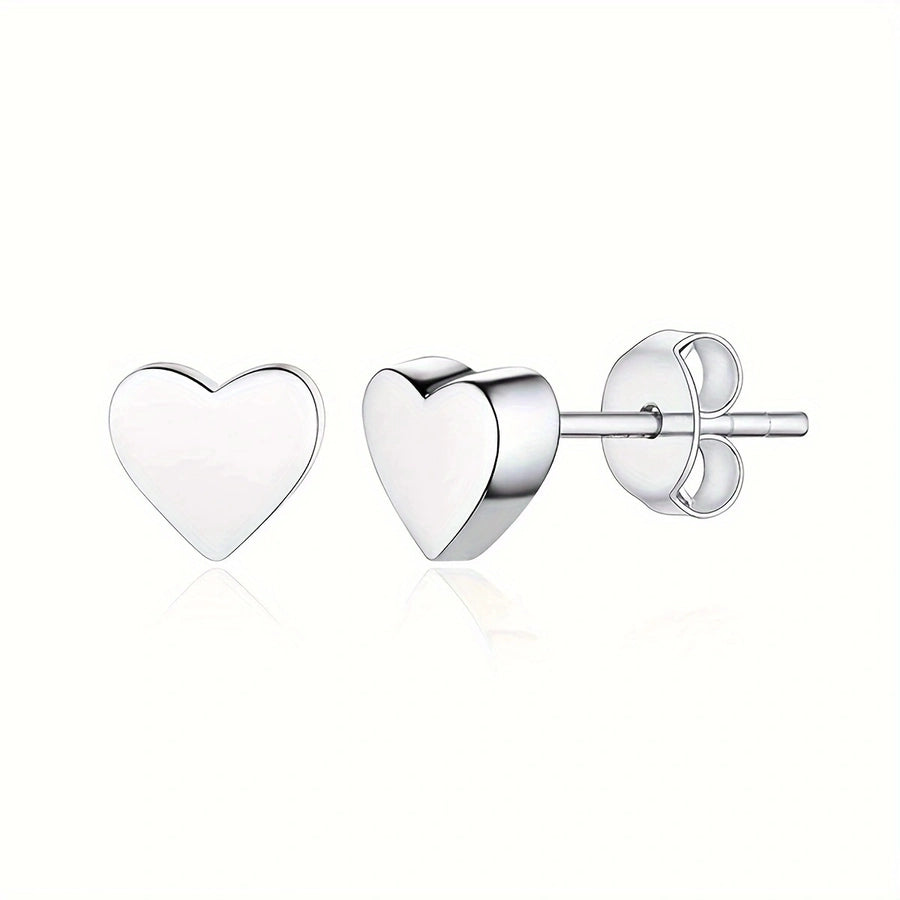 Silver Gold Heart Stud øreringer [rustfritt stål]