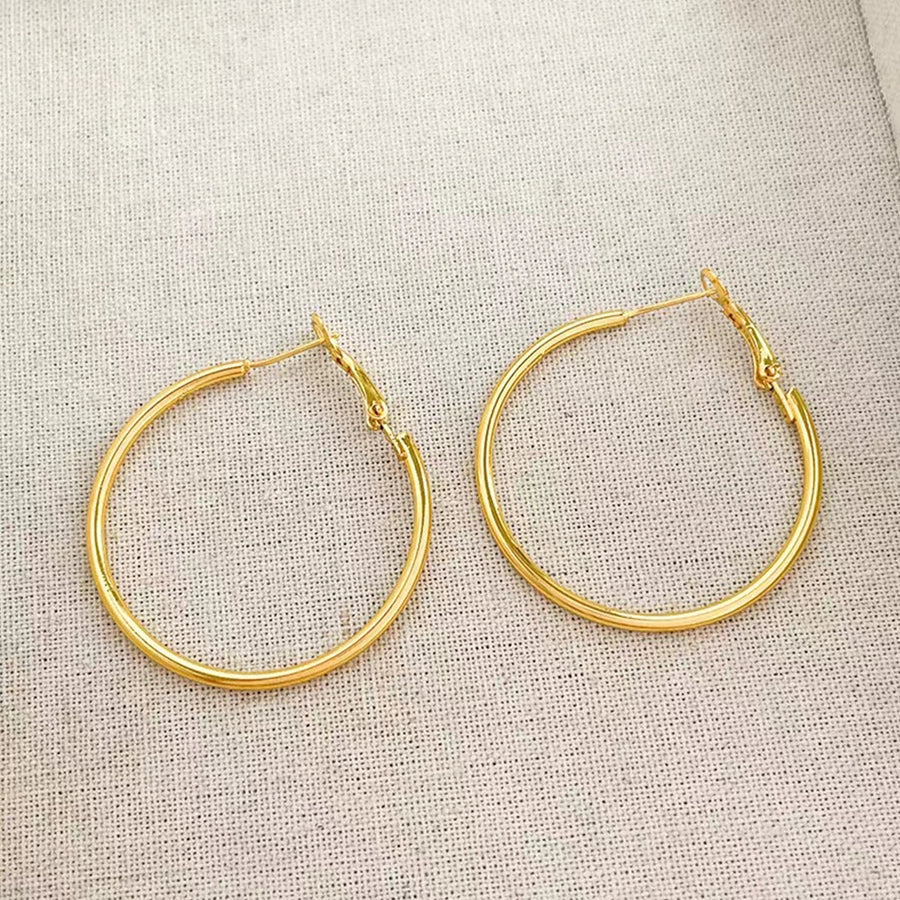 Classic Style Round Hoop Earrings [304 Stainless Steel,18K Gold Plated]