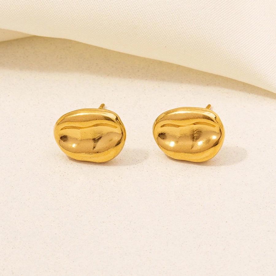 Round Plating Ear Studs [304 Stainless Steel,18K Gold Plated]