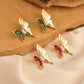 Shiny Stones Butterfly Earrings [304 Stainless Steel,18K Gold Plated]