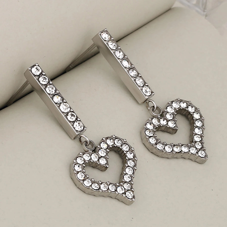 Hollow Heart Shape Plating Round Earrings [304 Stainless Steel,18K Gold Plated]