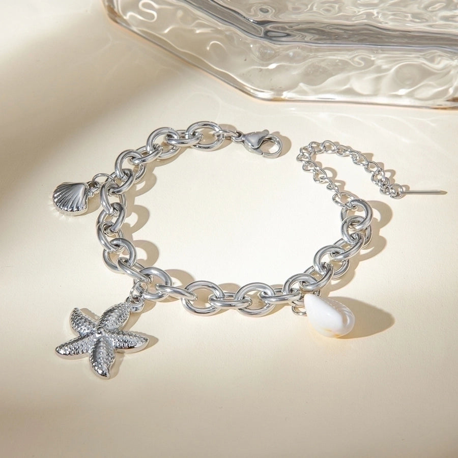 Vacation Style Starfish/Shell Bracelet [304 Stainless Steel,18K Gold Plated]