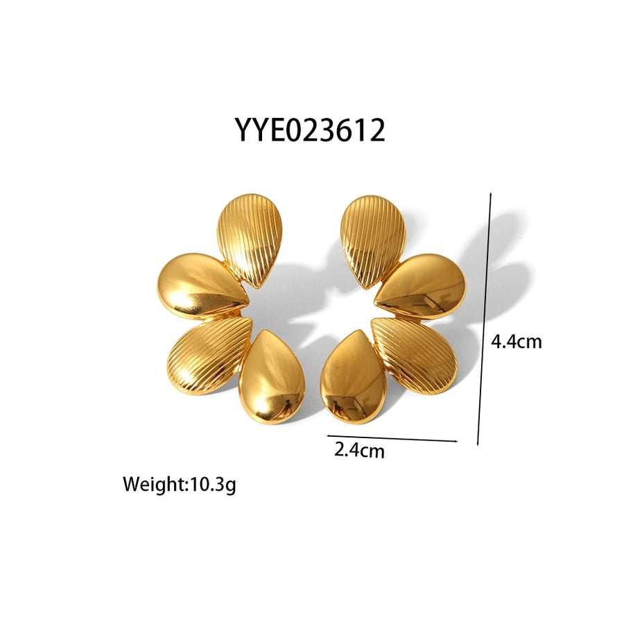 Floral Earrings [304 Stainless Steel,18K Gold Plated]