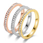 simple style circle stainless steel inlay zircon rings