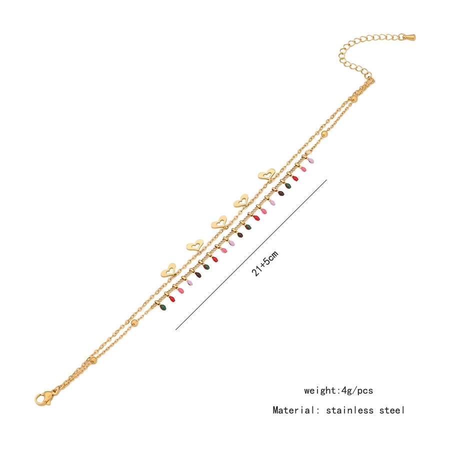 Star Flower Butterfly Enamel Anklet [304 Stainless Steel, 18K Gold Plated]